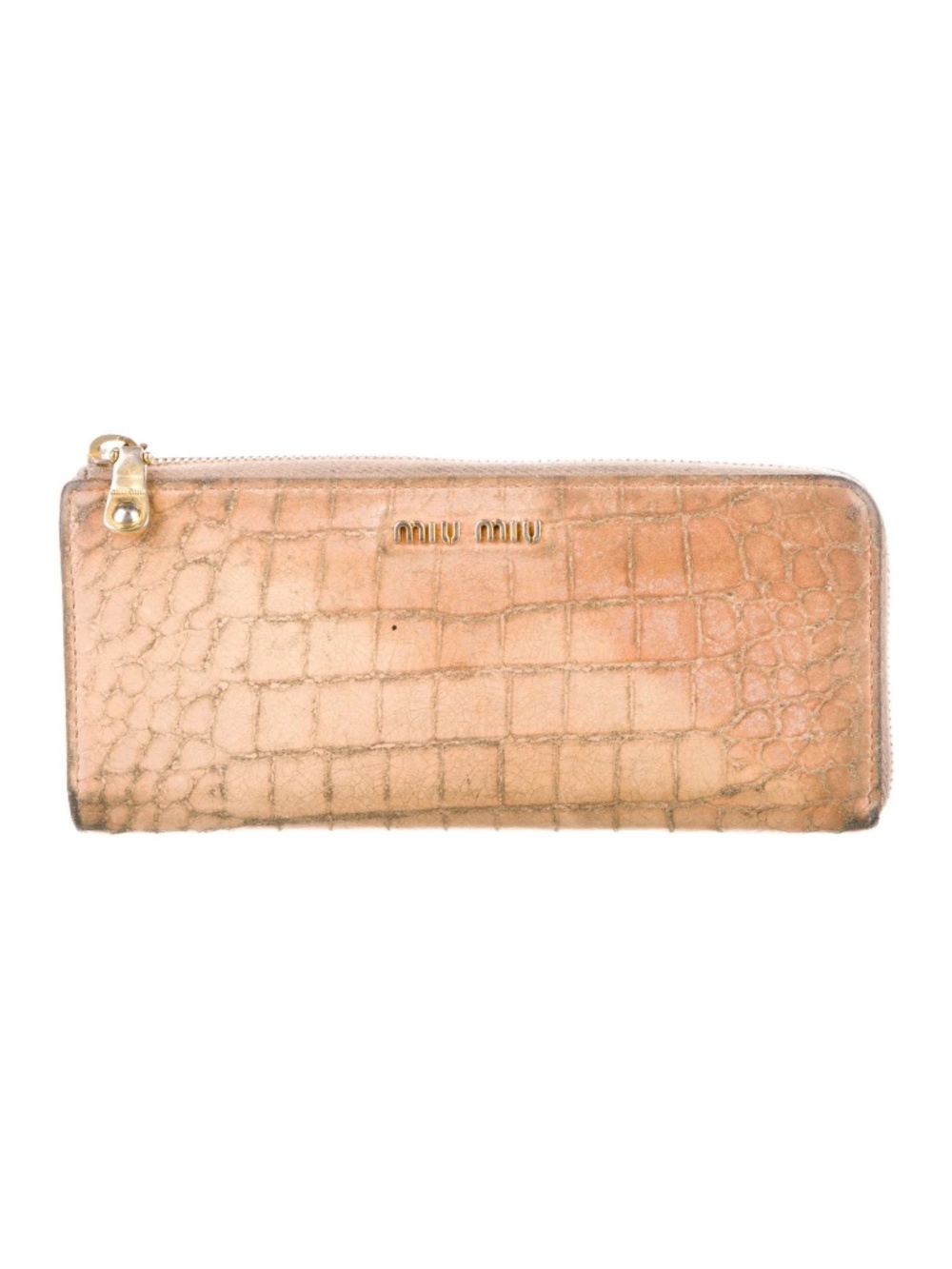 Leather Miu Miu Continental Wallet Beije